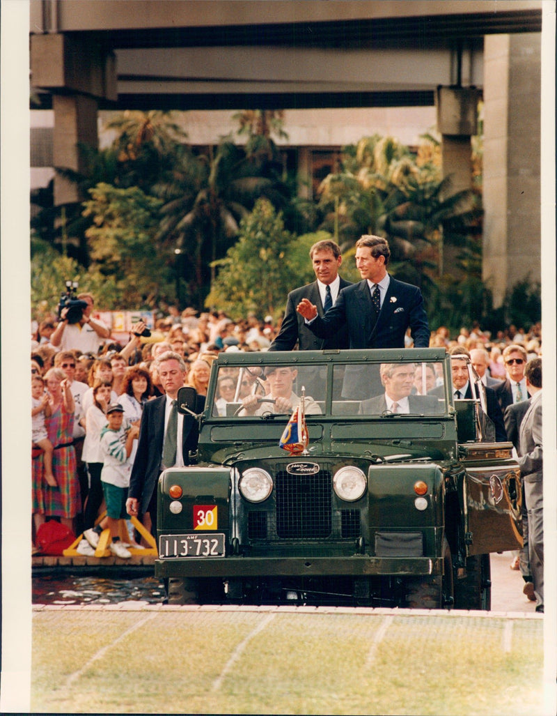 Prince Charles during his 12-day visit to New Zealand / Australia. Here he is in Sydney and will speak at the place where he is later attacked by David Kang. - Vintage Photograph