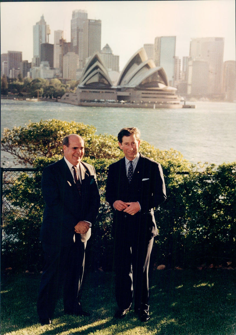 Prince Charles with a leading businessman in Sydney during his 12-day visit to Australia and New Zealand. - Vintage Photograph