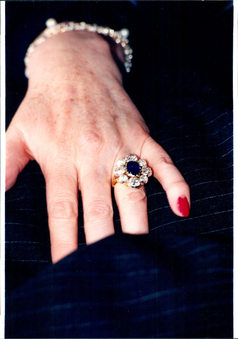 Princess Diana's stepmother, Lady Raine Spencer's ring-sprouted hand - Vintage Photograph