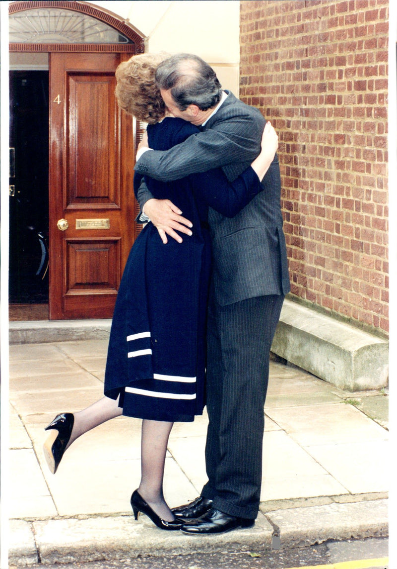 Princess Diana's stepmother, Lady Raine Spencer with her fiancÃ© - Vintage Photograph