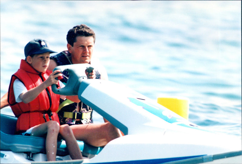 Prince Harry on a watercraft during the vacation - Vintage Photograph