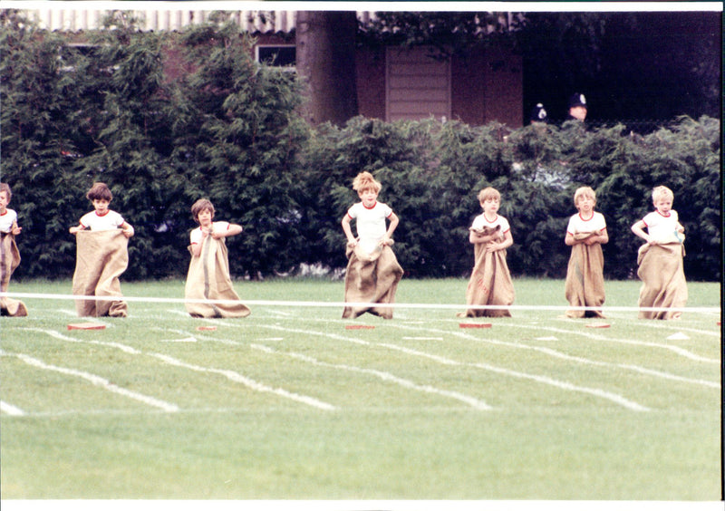 Prince Harry in a jumpstack competition with his peers - Vintage Photograph