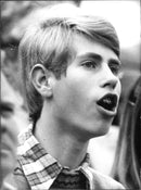Prince Edward is staring at Prince Charles, who plays the final at the British Open Polo Championship in Cowdray Park, Sussex. - Vintage Photograph