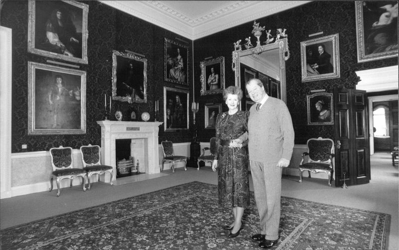 Lord Spencer inside Althorp, interior. - Vintage Photograph