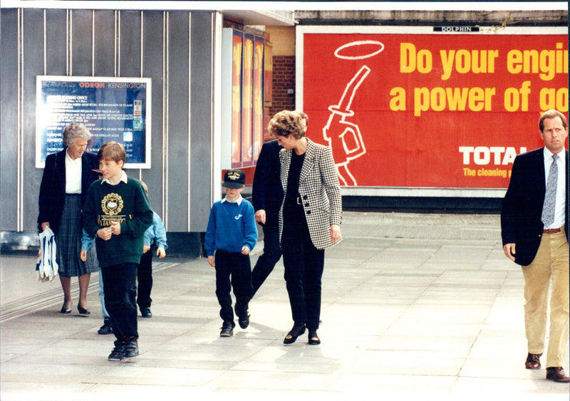 Princess Diana with the sons Prince William and Prince Harry - Vintage Photograph