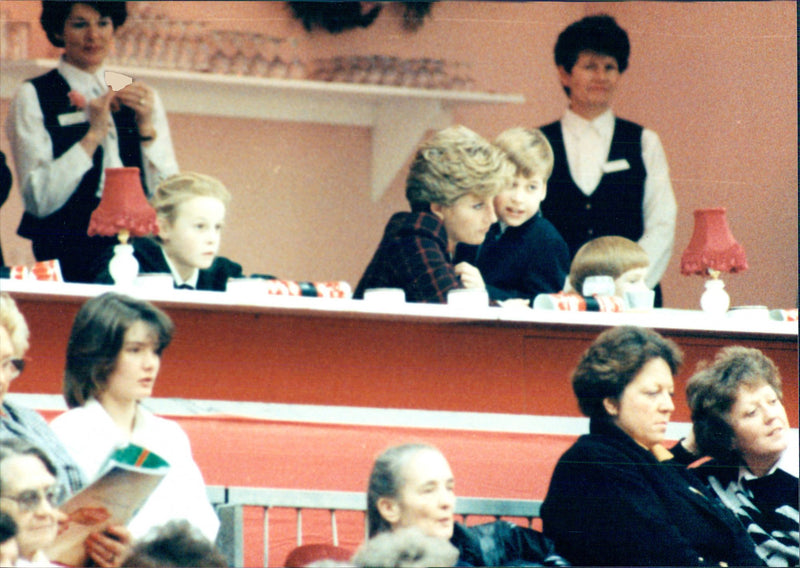 Princess Diana with the sons Prince William and Prince Harry - Vintage Photograph