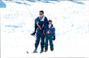 Prince Charles with the son Prince Harry in a ski lift - Vintage Photograph