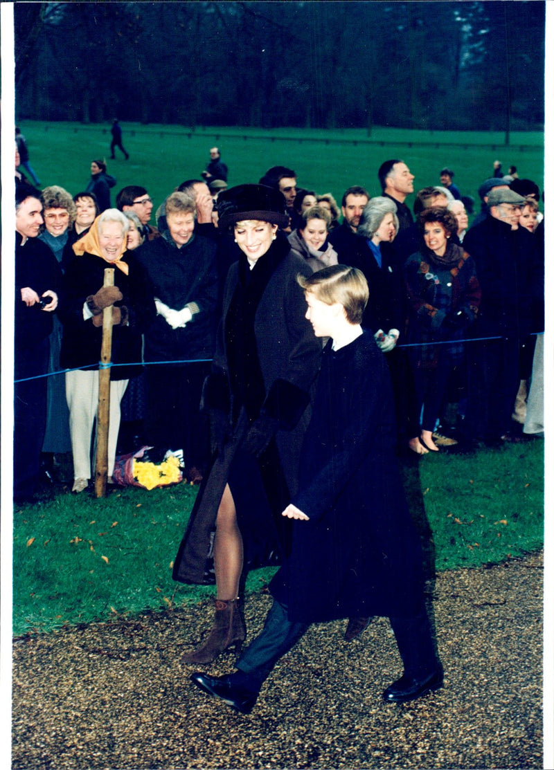 Princess Diana and Prince William in connection with unknown official assignment. - Vintage Photograph