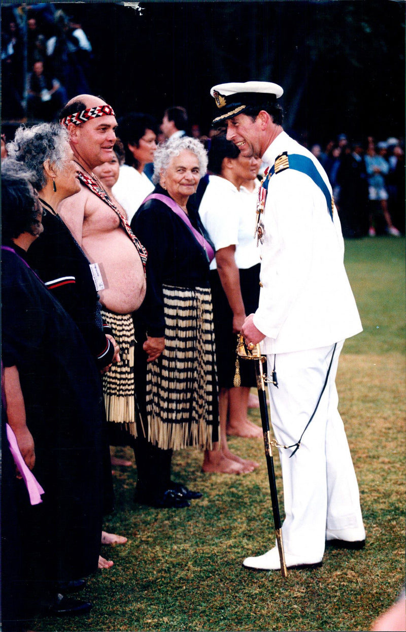 Prince Charles talks with the guests at the celebration of Waitangi Day - Vintage Photograph