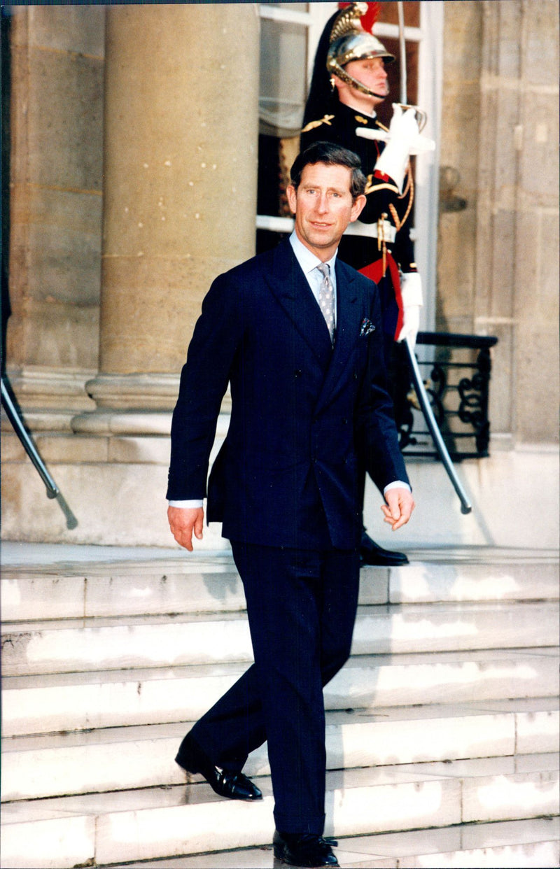 Prince Charles on his way to visit France's President FranÃ§ois Mitterrand - Vintage Photograph