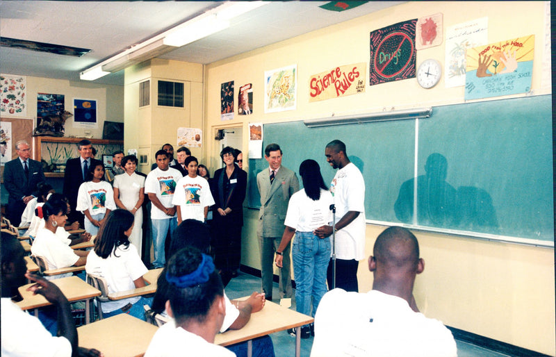 Prince Charles meets the students at his visit to Crenshaw High School - Vintage Photograph