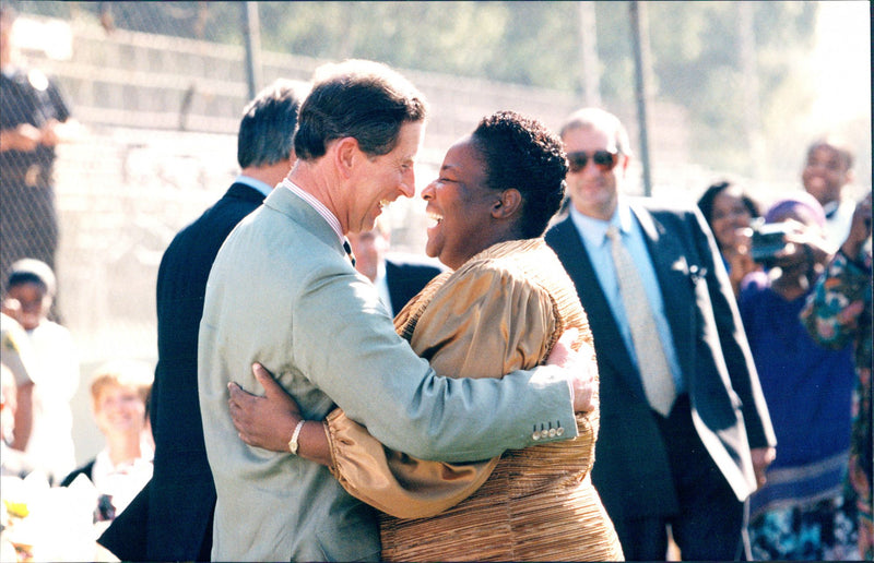 Prince Charles talks with students and teachers during his visit at Crenshaw High School - Vintage Photograph