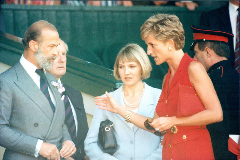 Princess Diana and friend Julia Samuel at Wimbledon tennis tournament - Vintage Photograph