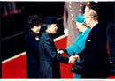 The Sultan of Brunei (Hassanal Bolkiah) and his wife Raja greet Queen Elizabeth and Prince Philip - Vintage Photograph