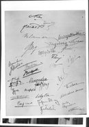 Signatures in the guestbook at Ingrid's and Frederik's wedding. - 24 May 1935 - Vintage Photograph
