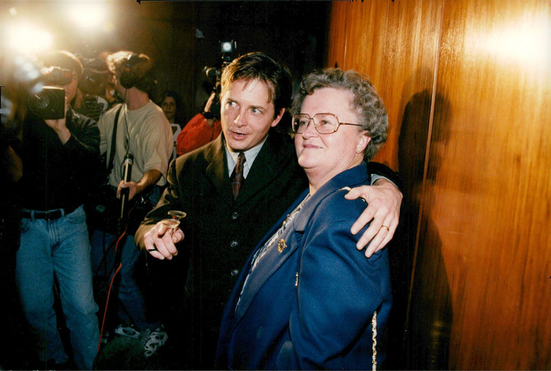 Michael J. Fox with his mother Phyllis Piper at Newsweek Magazine's 100th Anniversary Dinner - Vintage Photograph