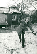 Take Danielsson out in the countryside in a snowy landscape - Vintage Photograph