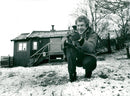 Take Danielsson out in the countryside in a snowy landscape - Vintage Photograph