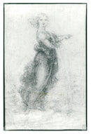 Standing woman in a landscape, also known as the pointing lady, is an example of Vinci's pursuit of imitating the Romans and Greeks expression. - Vintage Photograph