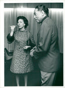 Princess Margaret along with Duke Ellington backstage during the Ella Fitzgerald Duke Ellington concert at the Royal Festival Hall - Vintage Photograph
