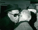Duke Ellington receives a welcome kiss by Jay Elving on arrival at Arlanda - Vintage Photograph