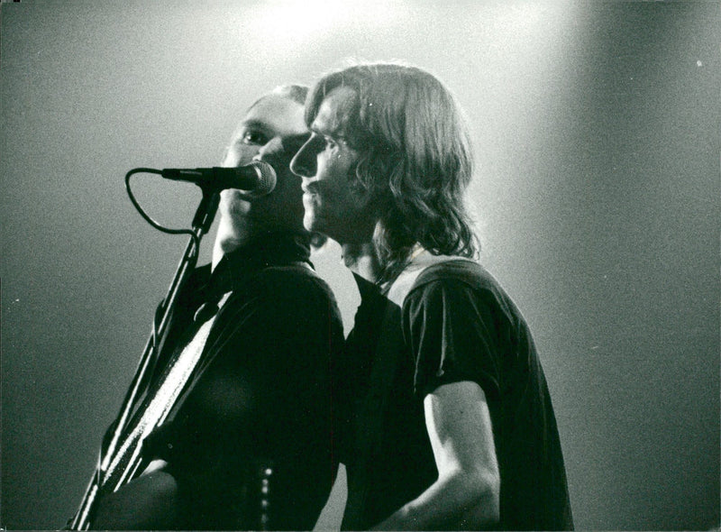 Ebba Green and Day Vag on stage. Fjodor &amp; Silver Surfarn sings &quot;The State and Capital&quot;. - Vintage Photograph