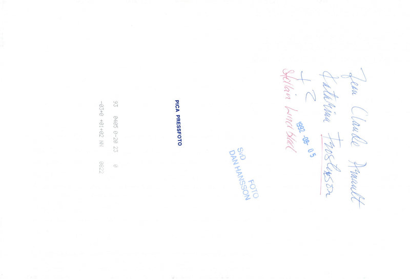 Katarina Frostenson with Jean Claude Arnault and Stellan Lindblad exhibits poetry art in Vasaparken - Vintage Photograph