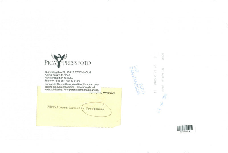 Poet and Swedish Academy member Katarina Frostenson - Vintage Photograph