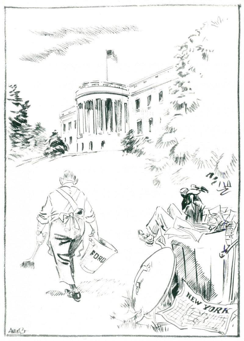 Caricature drawing by Gerald Ford - Vintage Photograph