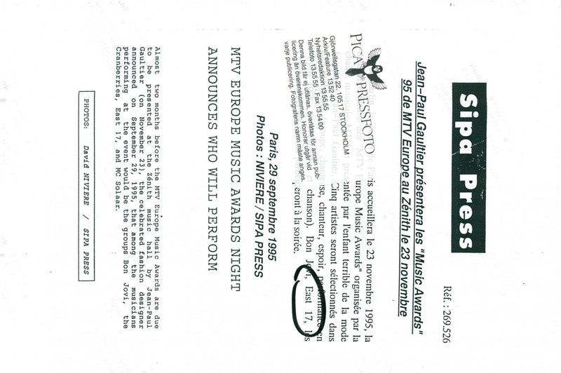 The East 17 Pop Group at the MTV Europe Music Awards - Vintage Photograph