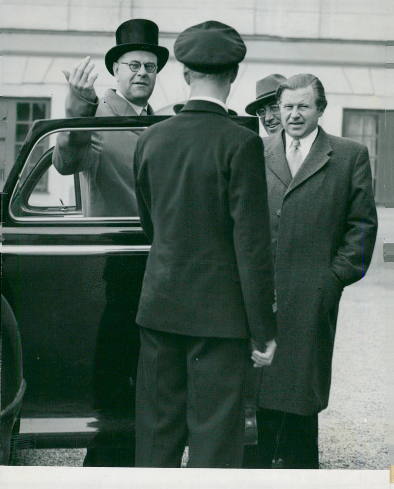 Take Erlander together with the minister Allan Vougt, Gunnar StrÃ¤ng and Amanuens GrÃ¶nhagen - Vintage Photograph