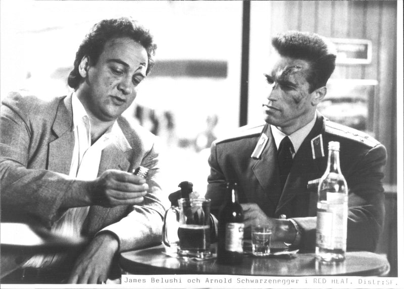 James Belushi and Arnold Schwarzenegger in the movie &quot;Red Heat&quot; - Vintage Photograph