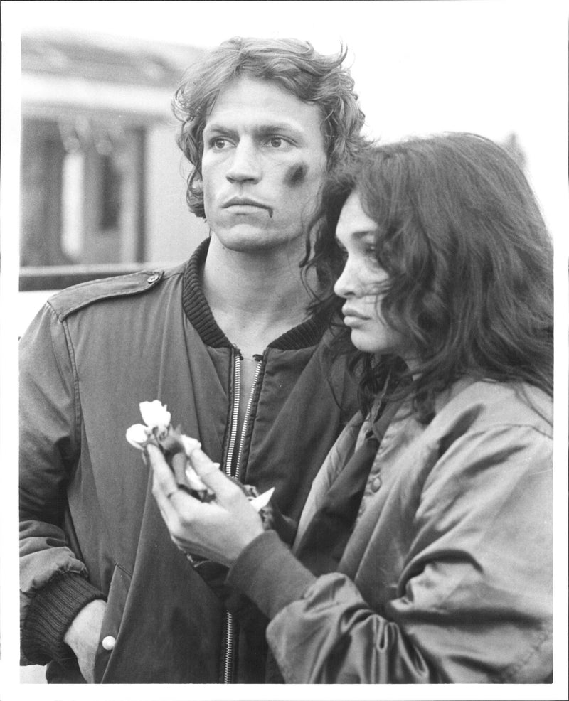 Michael Beck and Deborah van Valkenburg in the movie &quot;The Warriors&quot; - Vintage Photograph
