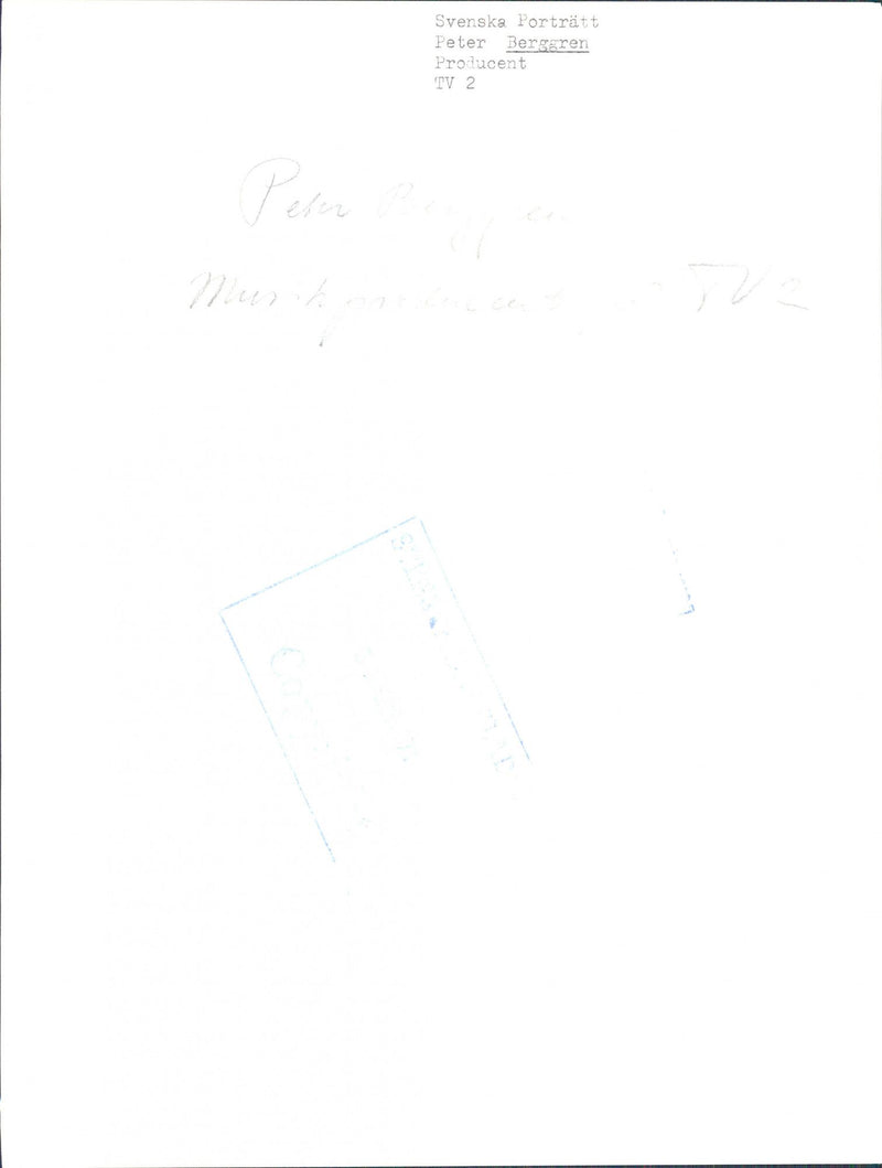 Peter Berggren, music producer in TV2 - Vintage Photograph