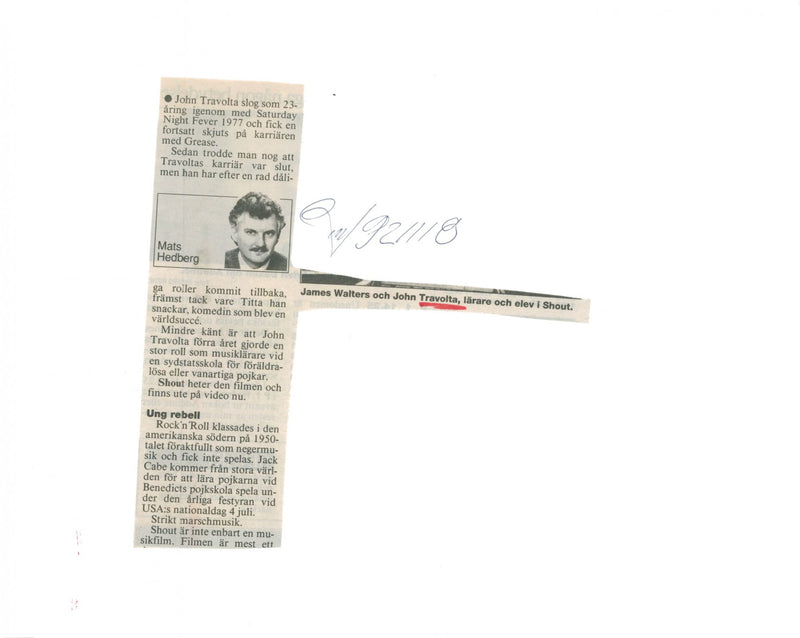 John Travolta as a music teacher in the movie &quot;Shout&quot; - Vintage Photograph