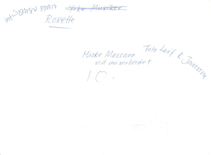 Roxette. Micke Massaro at the mixer table - Vintage Photograph