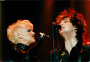 Marie Fredriksson and Per Gessle in Roxette appear at their tour start - Vintage Photograph