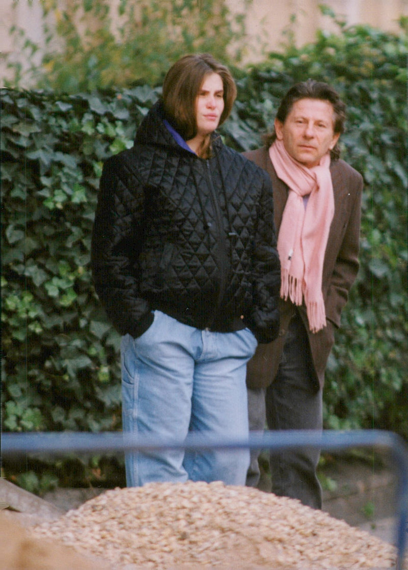 Roman Polanski out on the walk with his wife Emanuelle Seigner - Vintage Photograph