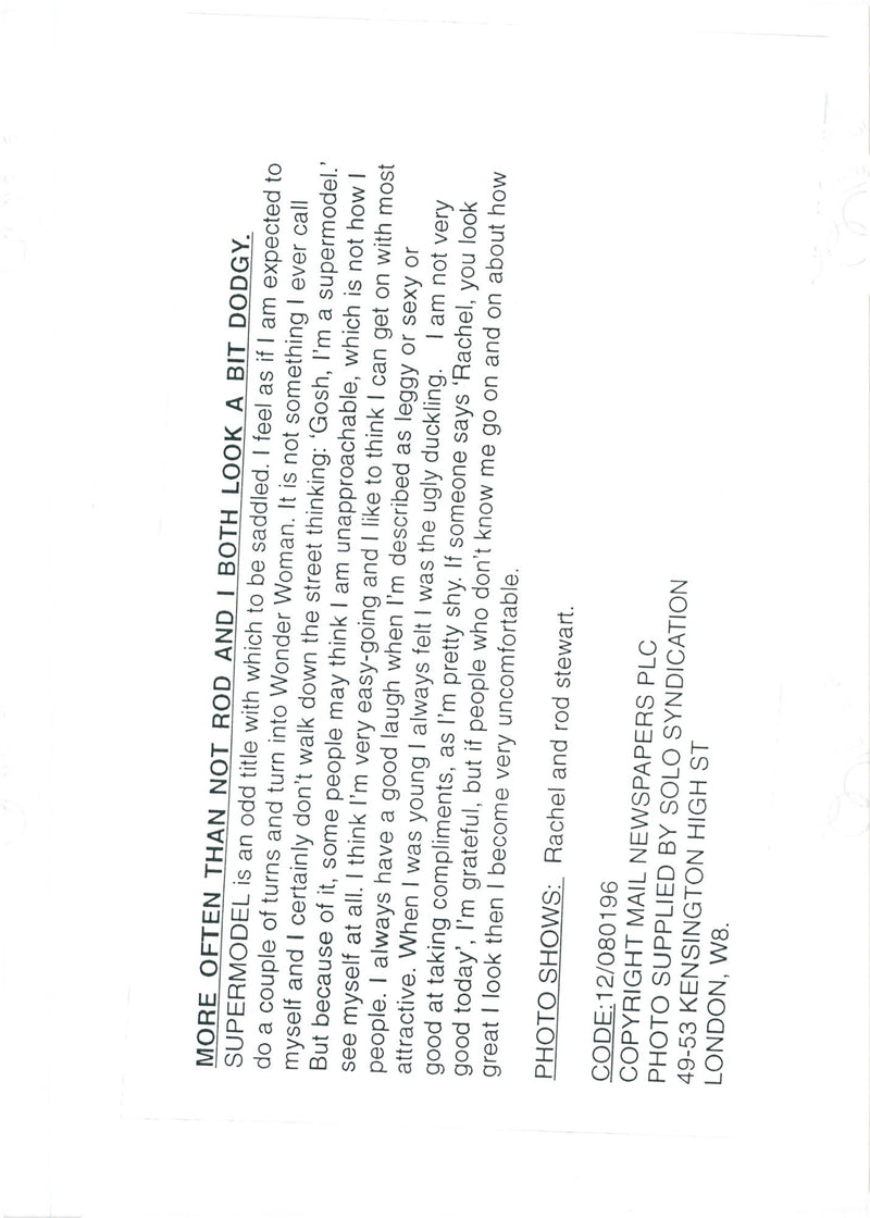 Rod Stewart music artist with Rachel Hunter - Vintage Photograph