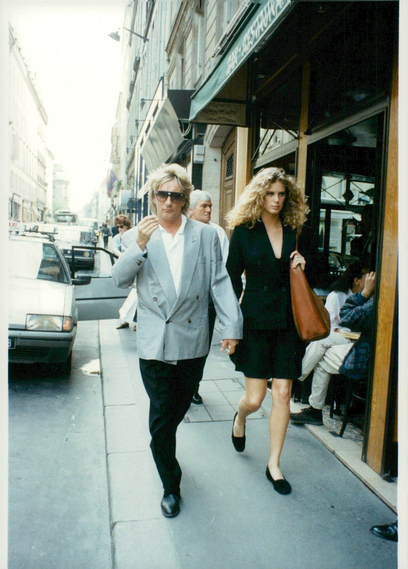 Rod Stewart music artist with Rachel Hunter - Vintage Photograph