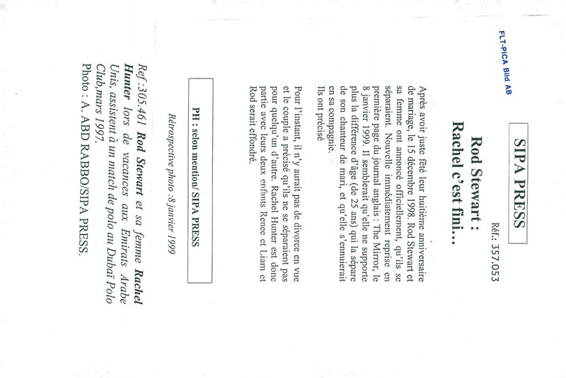 Rod Stewart with Rachel Hunter - Vintage Photograph