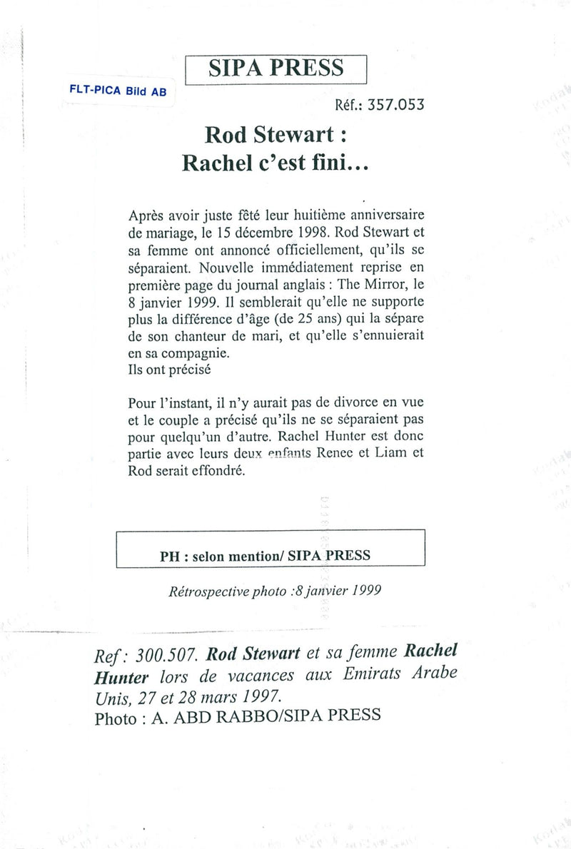 Rod Stewart with Rachel Hunter - Vintage Photograph