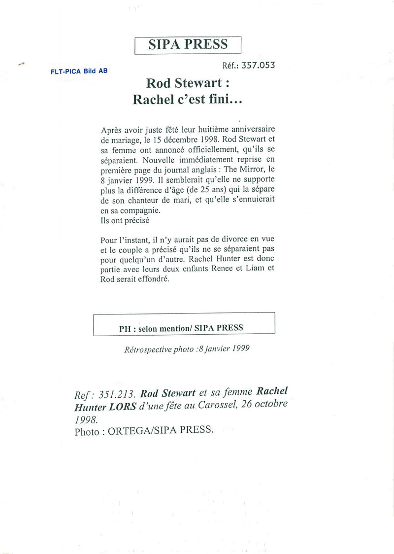 Rod Stewart with Rachel Hunter - Vintage Photograph