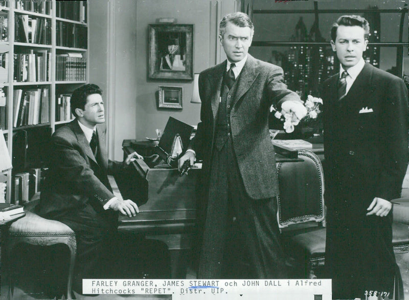 Farley Granger, James Stewart and John Dall in Alfred Hitchcock&