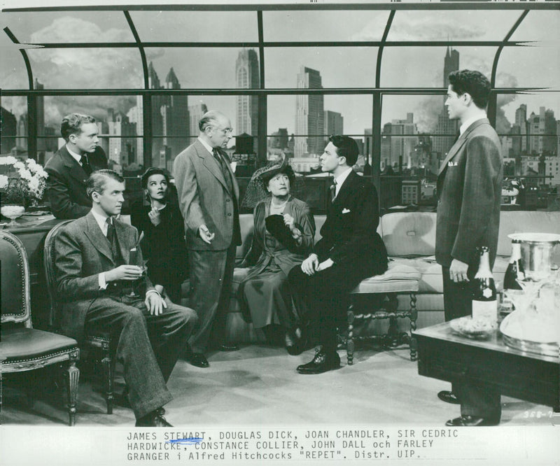 James Stewart, Douglas Dick, Joan Chandler, Sir Cedric Hardwicke, Constance Collier, John Dall and Farley Granger in Alfred Hitchcock&