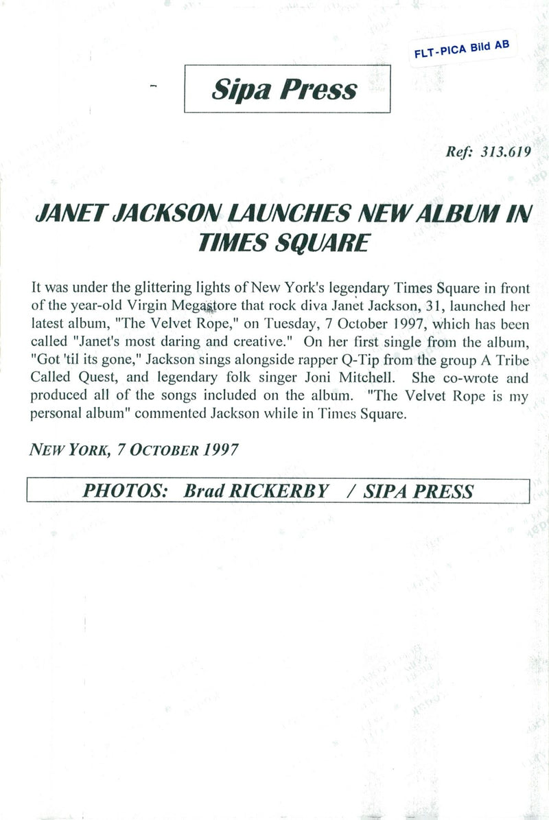 Janet Jackson at the launch of the new album The Velvet Rope - Vintage Photograph