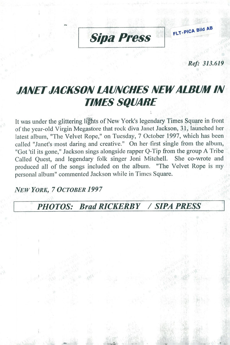 Janet Jackson at the launch of the new album The Velvet Rope - Vintage Photograph