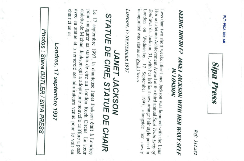 Janet Jackson is photographed with her wax doll at Rock Circus - Vintage Photograph