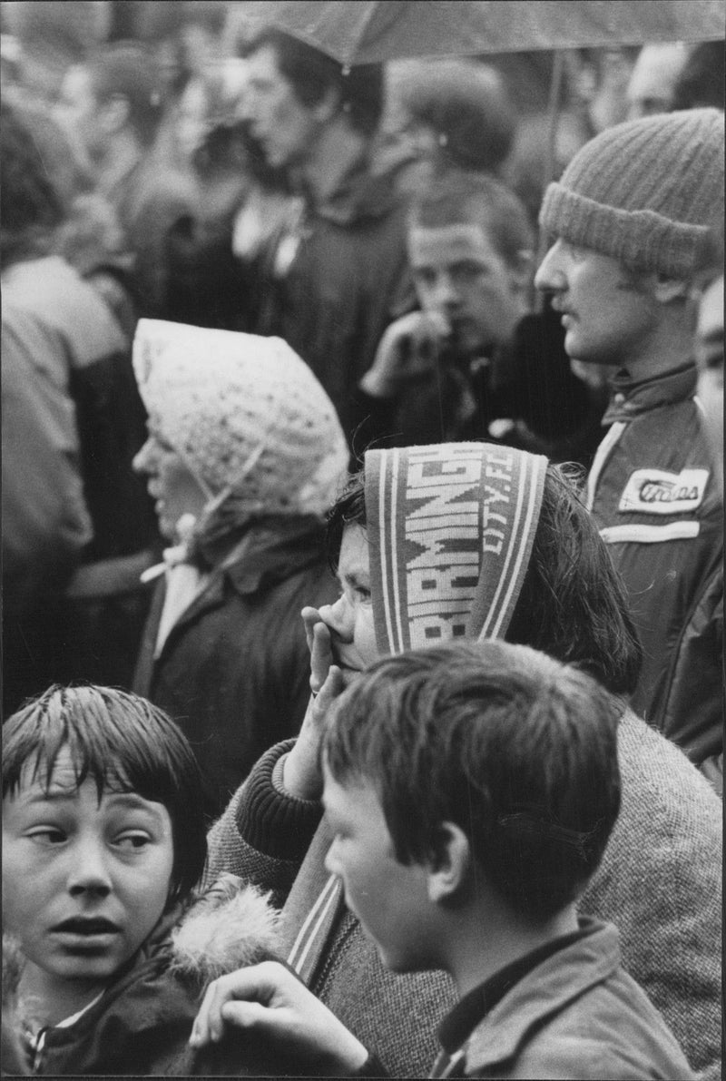 Birmingham fans on stand, old and young everyone equally interested - Vintage Photograph