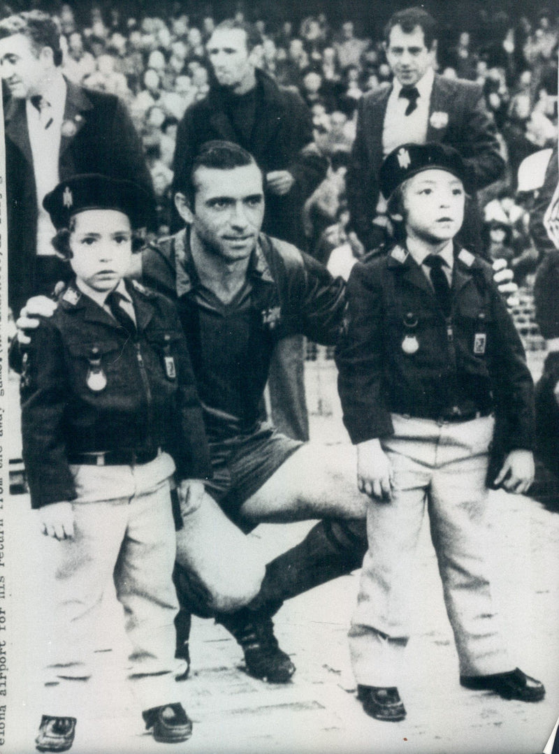 Football player Enrique Quini in FC Barcelona kidnapped by the right-wing Catalan-Spanish battalion - Vintage Photograph